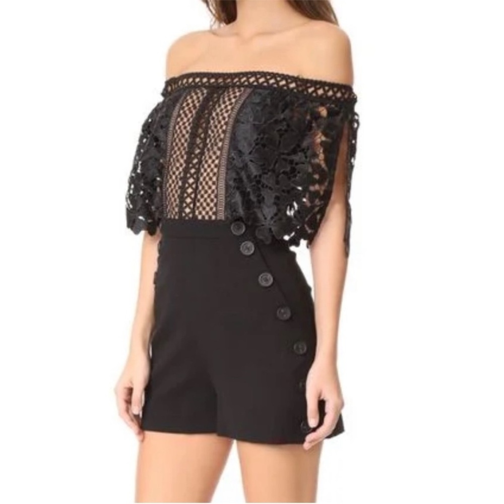 Self-Portrait Black Lace Romper